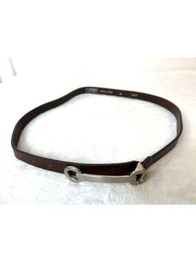 Tarox Made in Italy Brown Leather Belt Medium Bar Buckle Minimalist Sleek